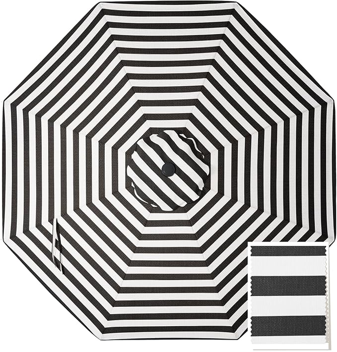 MASTERCANOPY 5-Year-Non-Fading Olefin 9FT Patio Umbrella Replacement Canopy-Black&White Canopy Only