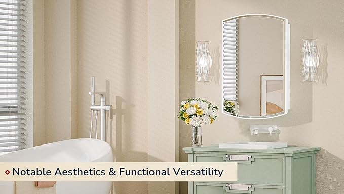 Keonjinn White Medicine Cabinet with Mirror 24” x 30”, Metal Framed Wall Cabinet with Beveled Mirror, Surface Mount or Recessed Medicine Cabinet for Bathroom, Bathroom Mirror with Storage