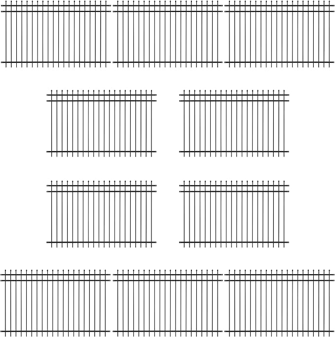 Fencer Wire Pack of 10 Heavy Duty Pinnacle Fence Barrier Panel, 5FT Height X 8FT Width Anti-Rust Metal Fencing Panel, 2” Diameter Steel Outdoor Decorative Garden Fence Panel for Yard, Pool, Patio