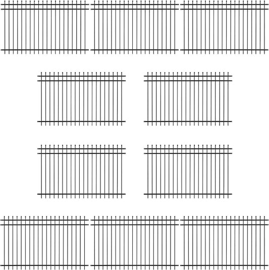 Fencer Wire Pack of 10 Heavy Duty Pinnacle Fence Barrier Panel, 5FT Height X 8FT Width Anti-Rust Metal Fencing Panel, 2” Diameter Steel Outdoor Decorative Garden Fence Panel for Yard, Pool, Patio