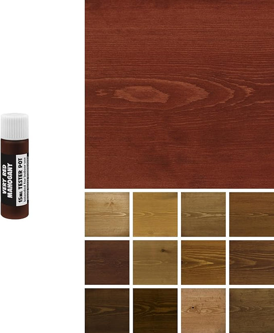 Littlefair's Wood Stain Water Based - 0.5oz/15ml - Indoor Furniture Stain Light & Dark Finishes - Special Non Toxic & Eco Friendly Formula - Wood Stain for Crafts - Color: Very Red Mahogany