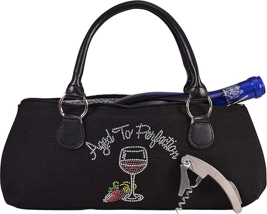 Wine Clutch Bag (Thermal Insulated) Trendy Women’s Carry Tote | Holds Red & White 750mL Bottles | Trendy Fashion | Incl. Portable Waiter-Style Corkscrew (Aged to Perfection)