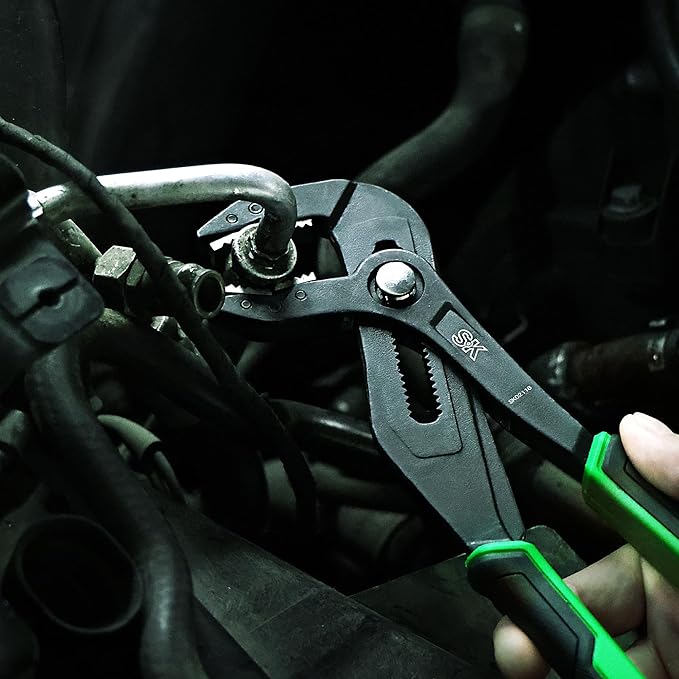 SK 10-Inch Groove Joint Pliers, Water Pump Pliers, Premium CR-V Construction, Self-adjusting Jaw Design, with Comfortable Grips