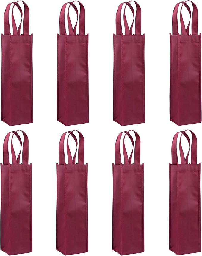 Sdootjewelry Wine Gift Bag, Single Wine Bags 24 Packs, Wine Bags for Wine Bottles Gifts, Non-woven Wine Gift Bags with Handles, Dark Red