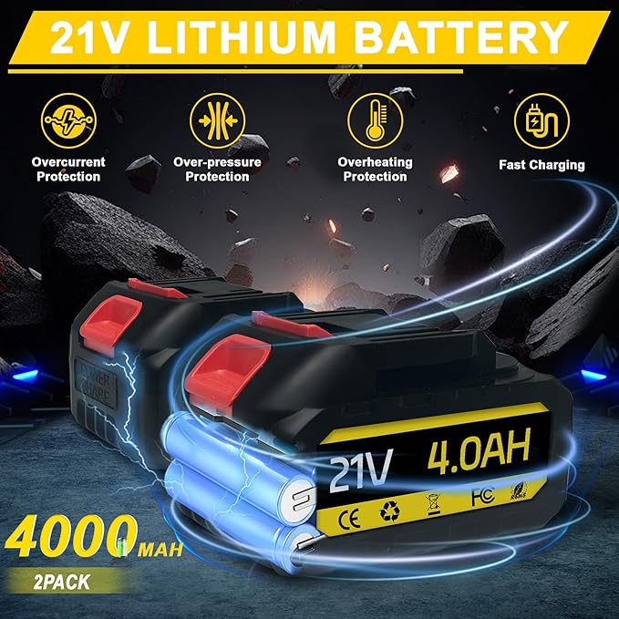 Cordless 1/2 Inch Impact Wrench,1000 N.m(740 Ft-lbs) Brushless High Torque Electric Impact Gun, 3300RPM Power Impact Driver, 2x 4.0AH Li-ion Battery,Charger & 6Pcs Sockets for Car Home DIY Furniture