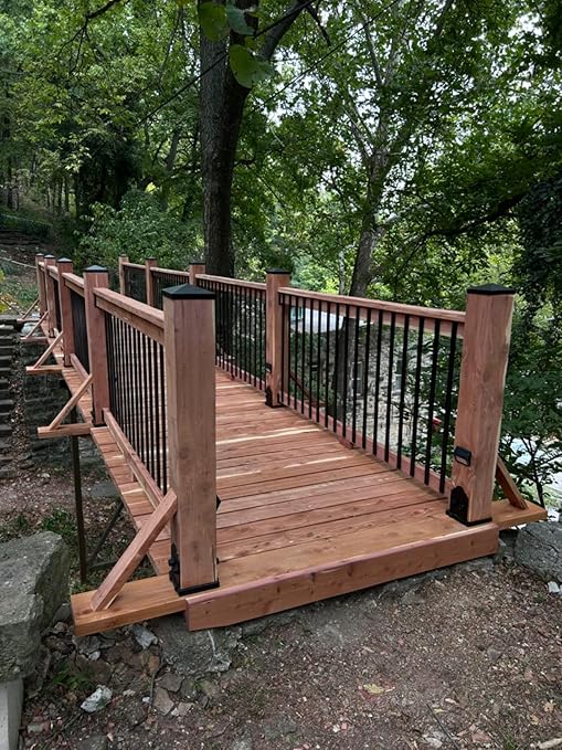 61 Pack Deck Balusters 32.25"x1" Strip Baluster, Black Metal Deck Spindle and Stair Railing with Screws, Rectangular Deck Balusters for Porch Railing