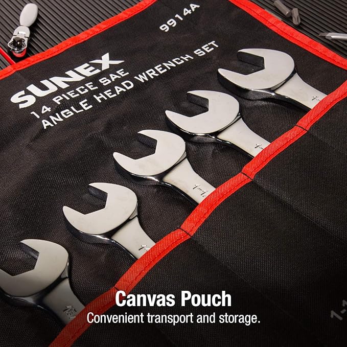 Sunex 9914A 14 Piece Angle Head SAE Wrench Set (FULL POLISH) CRV