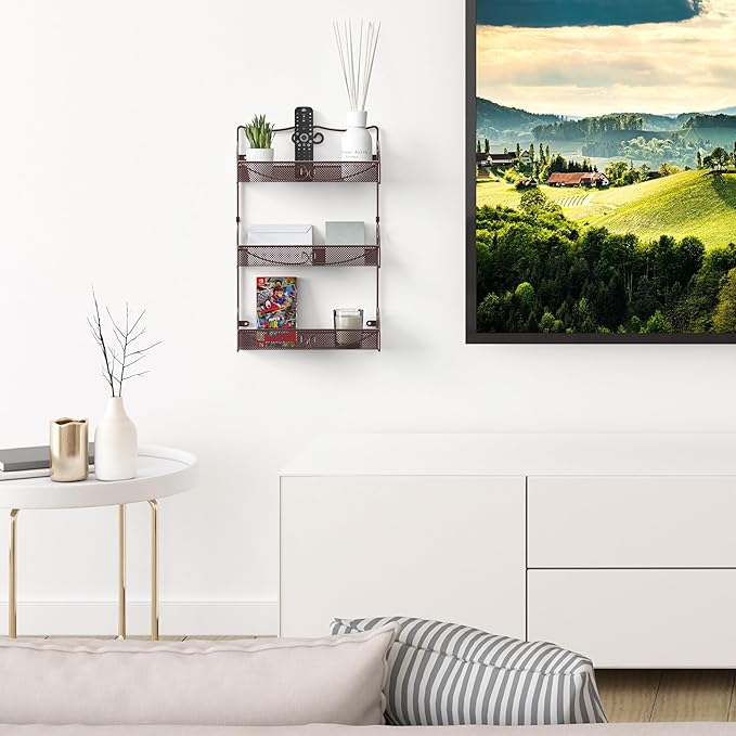 Deco Brothers 3 Tier Wall Mounted Hanging Spice Rack, Bronze