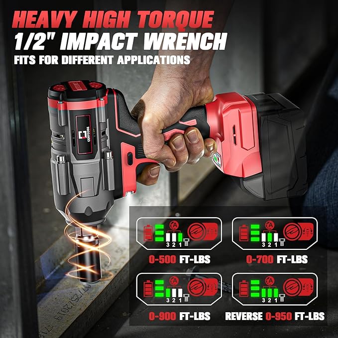 Cordless Impact Wrench 1/2 inch for Milwaukee 18V Battery, 900Ft-lbs (1200N.m) Brushless High Torque Impact Gun (No Battery)