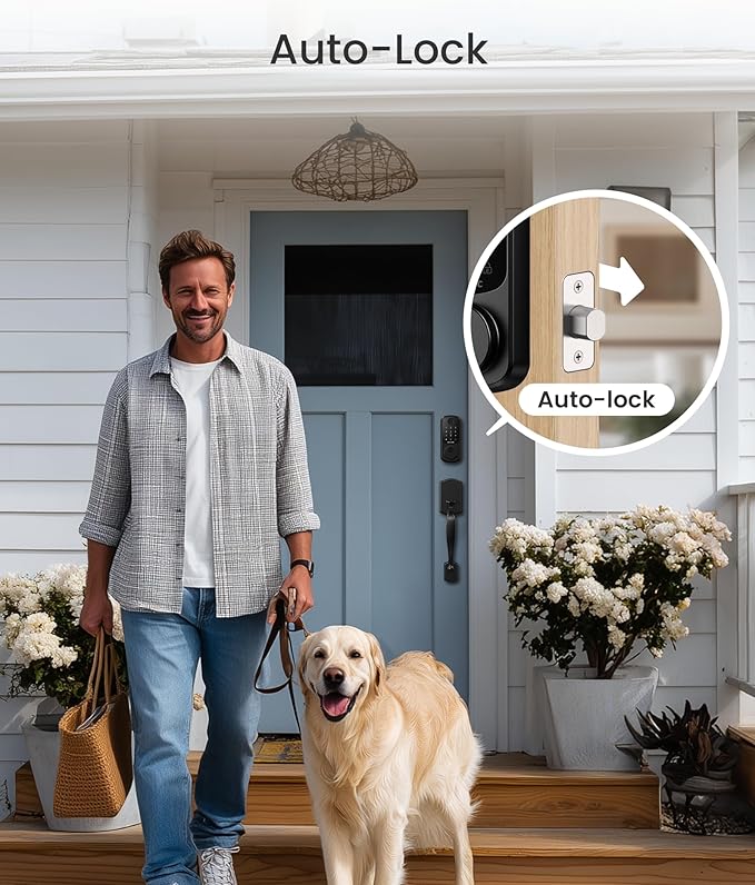 DESLOC Smart Lock B200 WiFi Version, Fingerprint Keyless Entry Door Lock, App Remote Control, Smart Locks for Front Door, WiFi Deadbolt Smart Lock, Emergency Power Port,12 Months Battery, Auto Lock