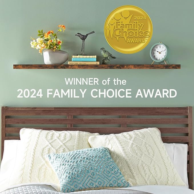 BAYKA Floating Shelves, 36" Wall Mounted Rustic Wood Shelves for Bathroom, Bedroom, Living Room, Kitchen, Office, Hanging Shelf for Books/Storage/Decor(Rustic Brown,Set of 2)