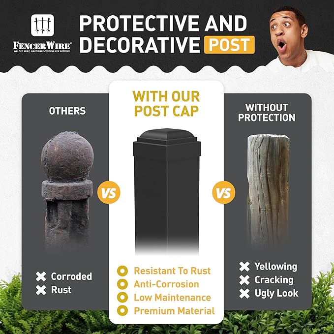 Fencer Wire Pack of 10 Heavy Duty Pinnacle Fence Barrier Panel, 5FT Height X 8FT Width Anti-Rust Metal Fencing Panel, 2” Diameter Steel Outdoor Decorative Garden Fence Panel for Yard, Pool, Patio