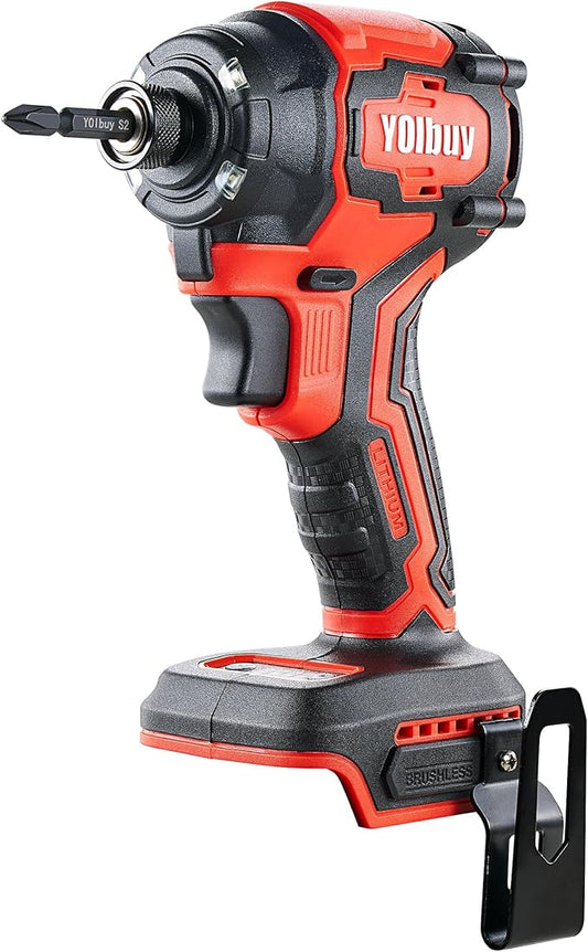 YOIbuy Cordless Impact Driver (Tool Only), Ultral short head, Mega power, Compatible with Dewalt 20V Batteries, 1/4"Brushless impact dirver with 4-Speed Settings, Smart-Mode, LED Light (RED)