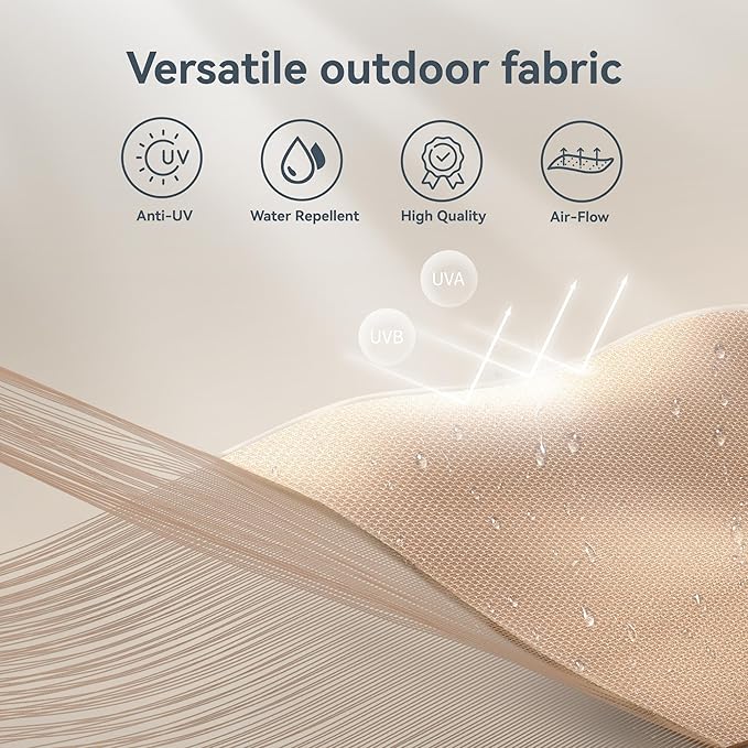 PHI VILLA 10ft Patio Umbrellas, Outdoor 3 Tier Vented Large Market Table Umbrella with 8 Sturdy Ribs and 1.5" Umbrellla Pole for Lawn Poolside Garden Terrace, Beige(No Base)