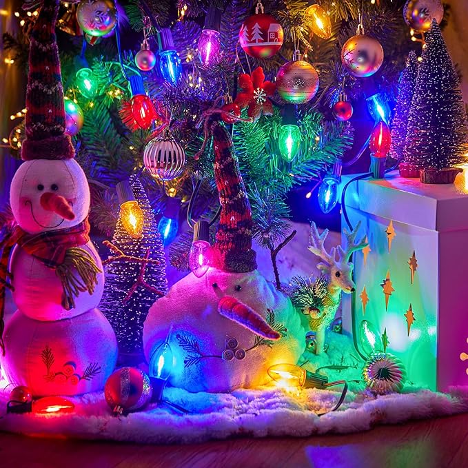 Brightown 50 Pack C9 LED Christmas Light Bulbs, Colored C9 Shatterproof LED Bulbs Replacement for Holiday String Lights, E17 Intermediate Base, Commercial Dimmable Bulbs