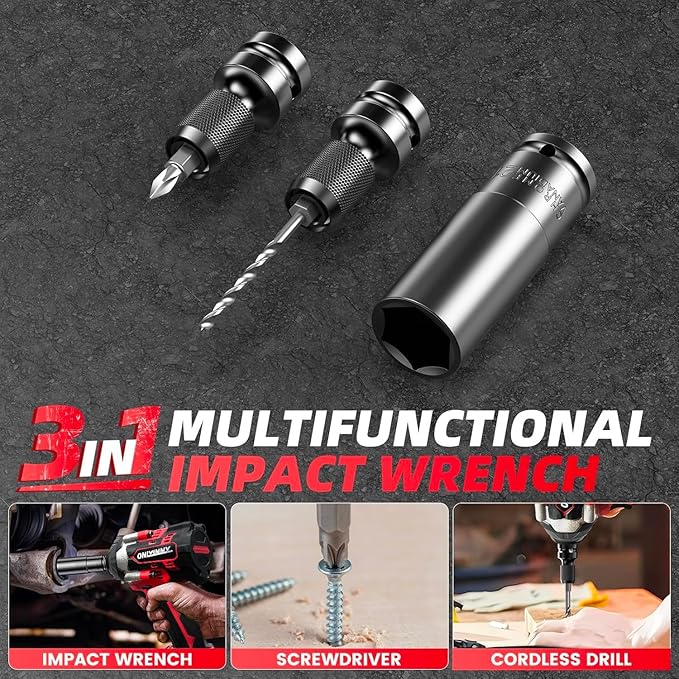 21V Cordless Impact Wrench 1/2" 800N.m (590Ft-lbs), Professional Brushless Impact Gun w/ 2×4.0Ah Batteries, Fast Charger, 3300RPM & LED Light for Auto/Home DIY/Repair/Deck