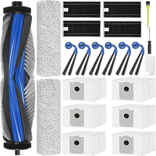 X9 Pro Omni Accessories for ECOVACS X9 PRO OMNI / X9 OMNI Replacement Parts Accessory Kit 2 Anti Tangle Main Brush 2 Roller Mop 6 Dust Bags 6 Side brush 4 Filter 1 Cleaning Brush
