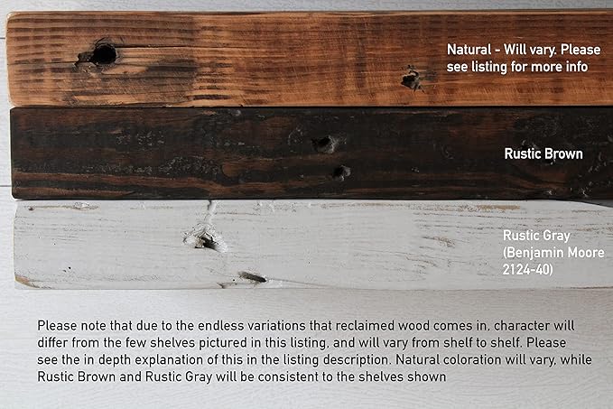 Urban Legacy Reclaimed Barn Joist Deep Floating Shelves | Deep Shelves with Low Profile Shelf Bracket with High Weight Capacity, Set of 2 (48" x 11" x 2.5", Natural)