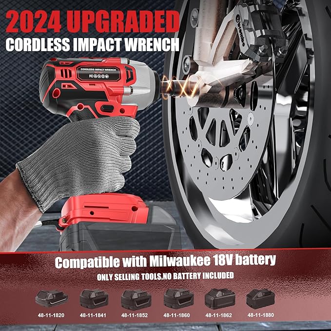 Cordless Impact Wrench for Mil-wau-kee 18V Battery 250FT-LBS 3/8 inch Compact Impact Gun Brushless Electric Includes LED Work Light - 2400RPM Light-Duty Impact Driver Wrench - No Battery