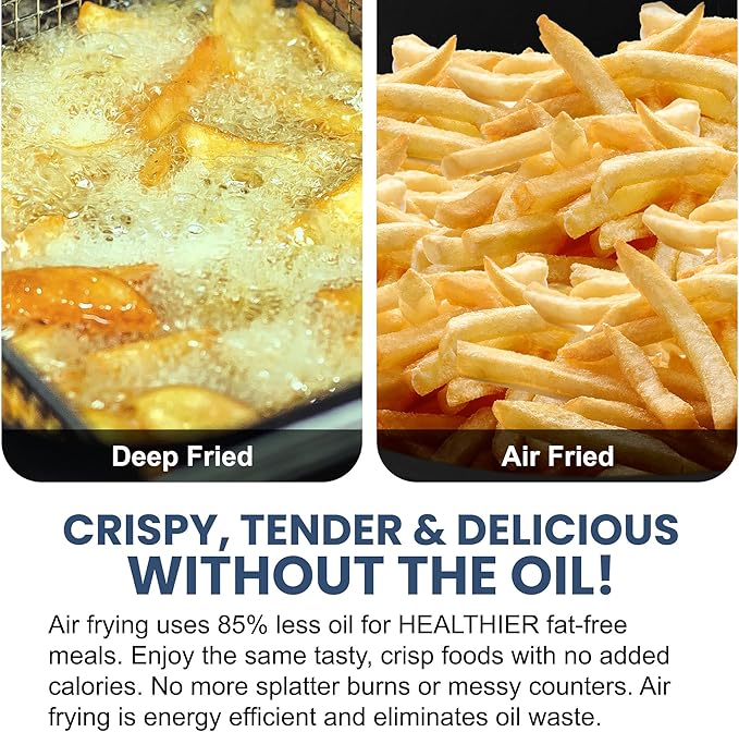 Elite Gourmet EAF-0201BL Personal Compact Space Saving Electric Hot Air Fryer Oil-Less Healthy Cooker, Timer & Temperature Controls, 1000W, 2.1 Quart, Mint