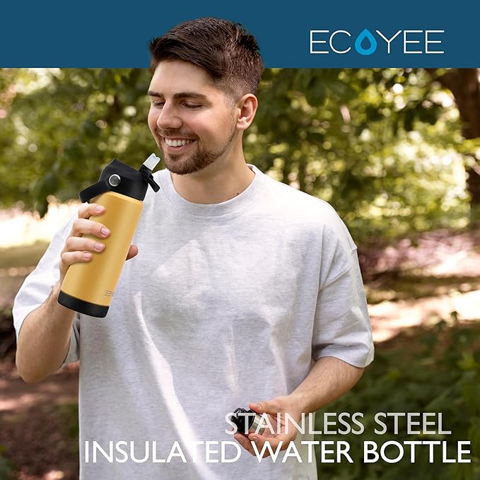 Water Bottles 18oz, Insulated Water Bottle with Straw - Stainless Steel Reusable Metal Water Bottle, Silicone Boot, Carry Handle, Double Wall Vacuum Leak Proof Tumbler for Traveling, Hiking, Gym