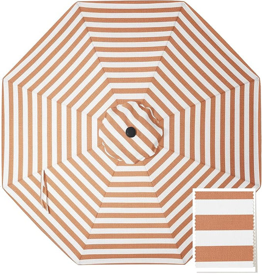 MASTERCANOPY 5-Year-Non-Fading Olefin 9FT Patio Umbrella Replacement Canopy-Orange&White Canopy Only