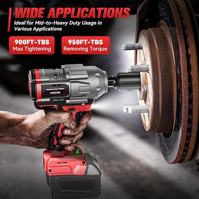 Cordless Impact Wrench 1/2 inch for Milwaukee 18V Battery, 900Ft-lbs (1200N.m) Brushless High Torque Impact Gun (No Battery)
