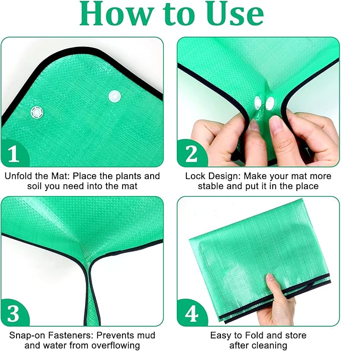 Plant Repotting Mat for Garden, 2 Pcs Waterproof Foldable Indoor Plant Mat Portable Square Gardening Mat Potting Tray with 6 Pcs Mini Garden Tools Set for Plant Lovers Gardening Gifts