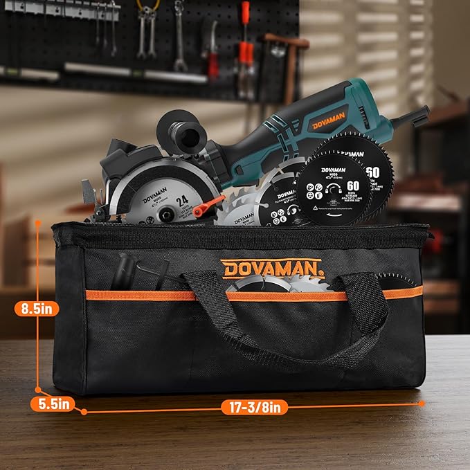 Circular Saw, 5.8A 4-1/2" Circular Saw w/Laser, Metal Auxiliary Handle, 6 Blades (4½", 4¾"), Cutting Depth 1-11/16" (90°), 1-3/8" (45°), Ideal for Wood, Soft Metal, Plastic, Tile - MCS01A