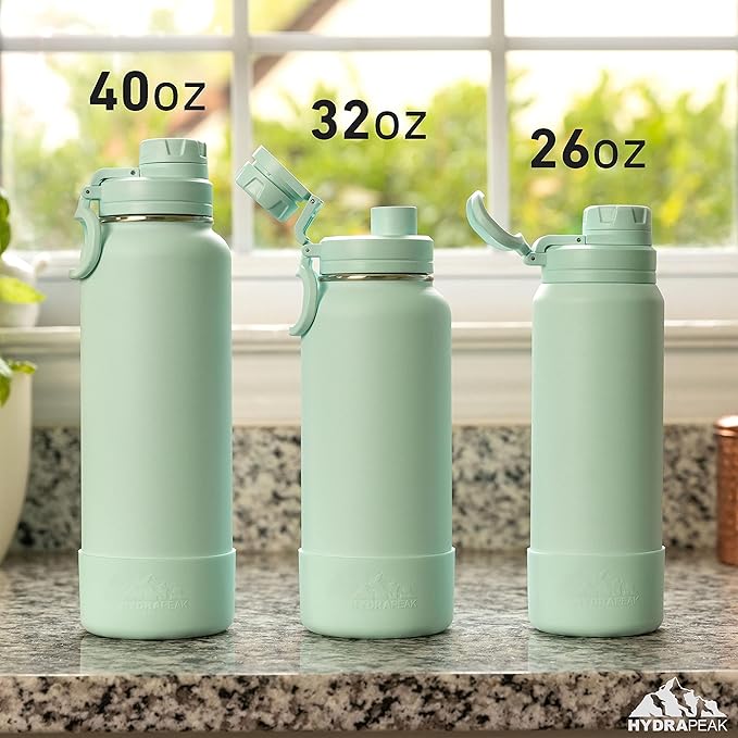 Hydrapeak 32oz Sport Insulated Water Bottle with Chug Lid, Leak & Spill Proof, Keeps Drinks Cold for 24 Hours, Hot for 12 Hours, Premium Stainless Steel Water Bottles (32oz, Alpine)