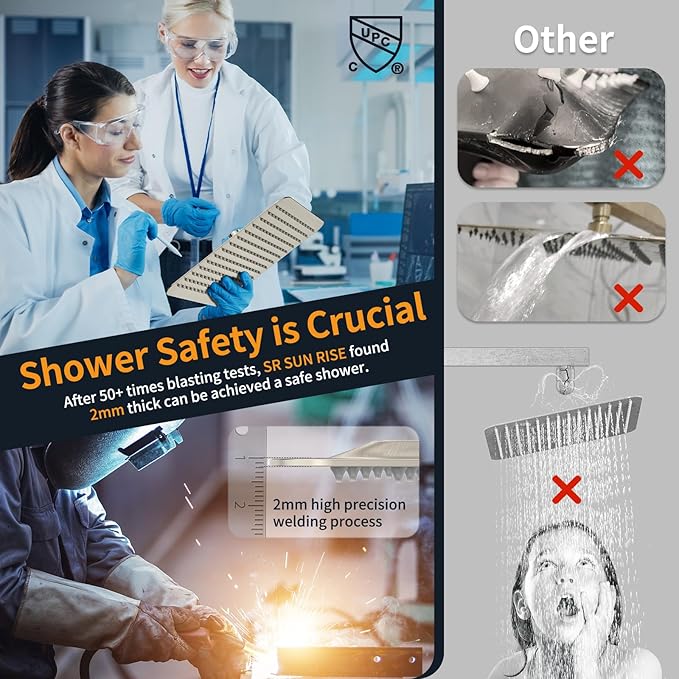 SR SUN RISE Shower Faucet Set Bathroom Square Rain Shower Head with Handheld Spray Wall Mounted Rainfall Shower Fixtures Brushed Nickel Shower Faucet Trim Repair Kits (Contain Shower Valve)10 Inches