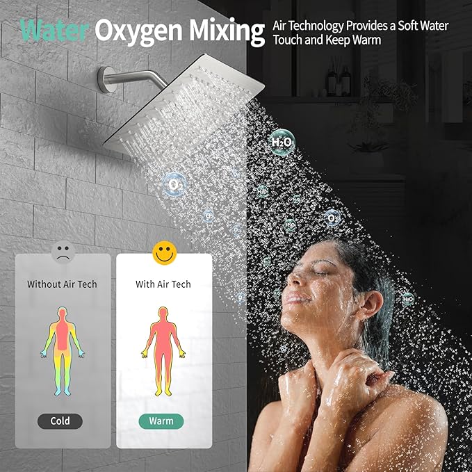 SR SUN RISE Shower Faucet Set - Shower Valve with 8 Inch Rainfall Shower Head and Handheld Shower - Wall Mounted Shower System with Rough In Valve and Shower Faucet Trim Repair Kits - Brushed Nickel