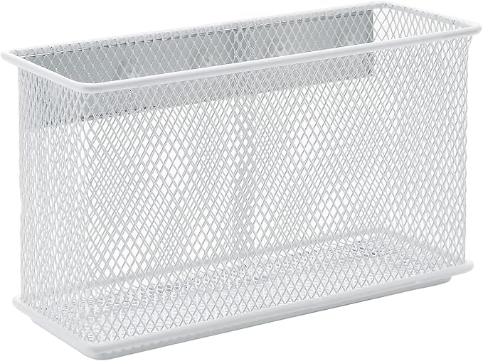 dedoot Magnetic Pencil Holder for refrigerator Storage Magnetic Basket Mesh White Strong Magnetic Pen Holder for Refrigerator,Whiteboard, Locker, Home and Office Organizer, 6.3x2.3x3.6inch
