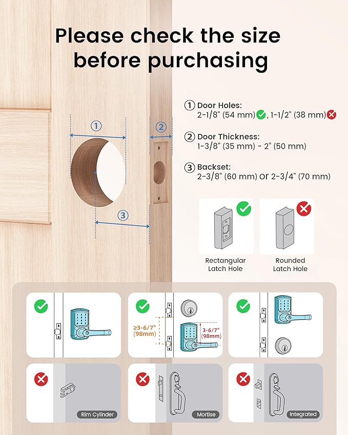 HIDALIFE Keyless Entry Door Lock with Keypad and Handle for Front Doors, Touchscreen Electronic Door Lock, Anti-peep Password, Auto-Locking, Matte Black