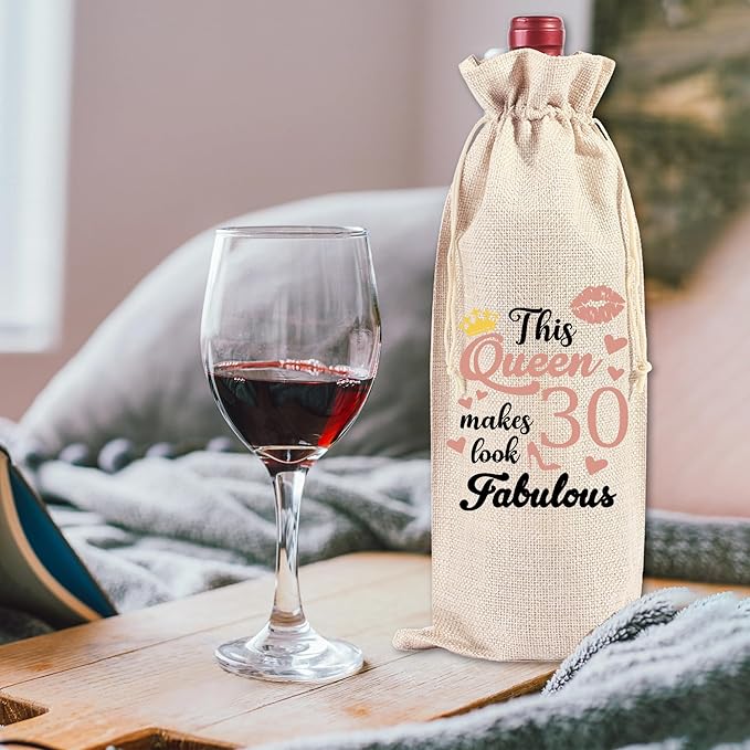 Happy Birthday Wine Bag Gift - 30th Birthday Gift Red Wine Bag, 30th Birthday Gift, Ideas Happy 30th Birthday Decor, 30 Years Old Birthday Party Decoration Wine Bag Gifts for Women Men