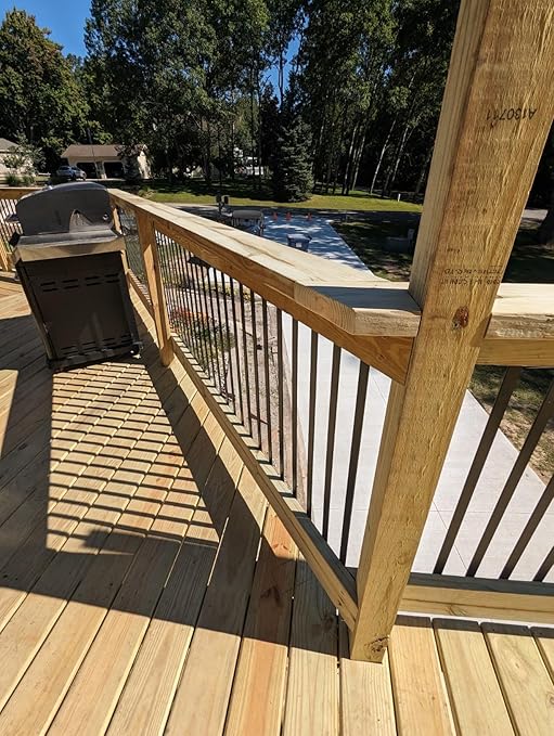 51 Pack Deck Balusters 32.25"x1" Strip Baluster, Black Metal Deck Spindle and Stair Railing with Screws, Rectangular Deck Balusters for Porch Railing