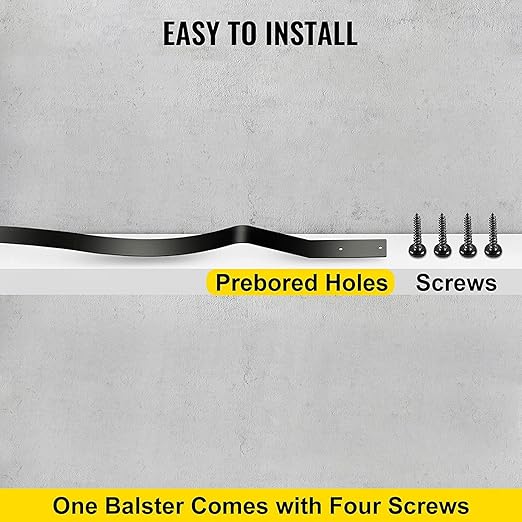 Akenow Wavy Iron Railing, 32.25 Inch Wave Arc Balusters (61 Pack) with Screws for Outdoor Stair Deck Porch