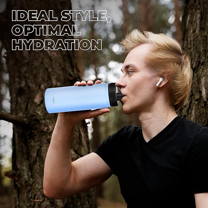 HYDRATE Insulated Stainless Steel Water Bottle - Large Reusable Flask with Leak-Proof Design and Convenient Handle - Double Vacuum Insulation for School, Work, or Adventure