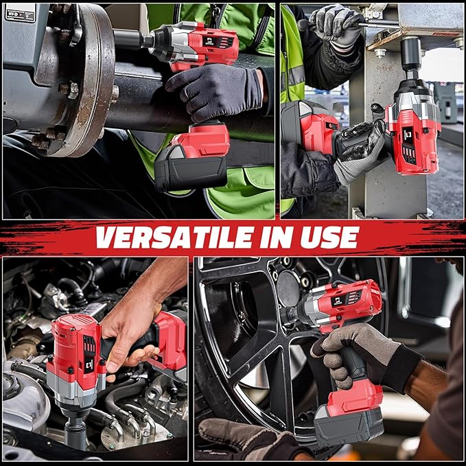 Cordless Impact Wrench 1/2 inch Compatible with Milwaukee 18v Battery – Brushless High Torque Impact Driver Gun with 1000 Ft-lbs Torque, LED Work Light, Ergonomic Design for Heavy-Duty Performance