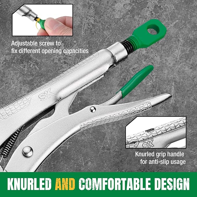 SK 2-Piece C-Clamp Locking Pliers Set with Swivel Pads, 6" & 11" Pliers, Premium CR-V Construction, Ergonomic Anti-slip Handle