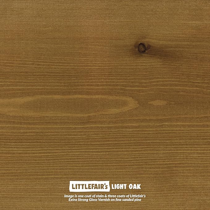 Littlefair's Wood Stain Water Based - 34oz/1ltr - Indoor Furniture Stain Light & Dark Finishes - Special Non Toxic & Eco Friendly Formula - Wood Stain for Crafts - Color: Light Oak