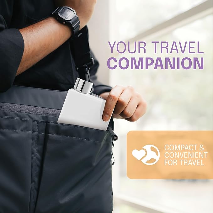 Forest & Twelfth 12 Oz Travel Water Bottle Flat Water Bottle for On-The-Go Hydration, Hydrate… Feel Great! Passport Mini Water Bottle for Gym, Travel, School, Italian Design Portable Water Bottle