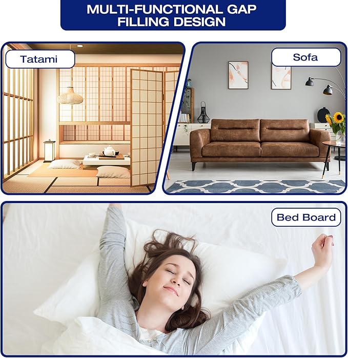 Full Size Bed Wedge Pillow for Headboard/Full Mattress, Bed Wedge Gap Filler Triangle Pillow Plus Long Bed Bolster Pillow for Space Between Bed and Headboard Loft College Dorm Room Essentials Grey