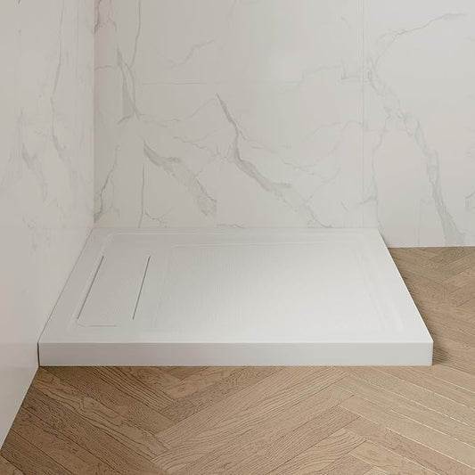OVE Decors 40-in W x 36-in D Shower Base Pan Rectangle, Hidden Side Drain, White Acrylic, Reversible Design