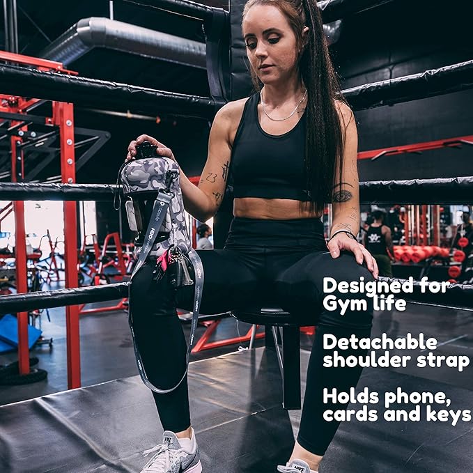 H2O Capsule 2.2L Half Gallon Water Bottle with Storage Sleeve and Covered Straw Lid – BPA Free Large Reusable Drink Container with Handle - Big Sports Jug, 2.2 Liter (74 Ounce)