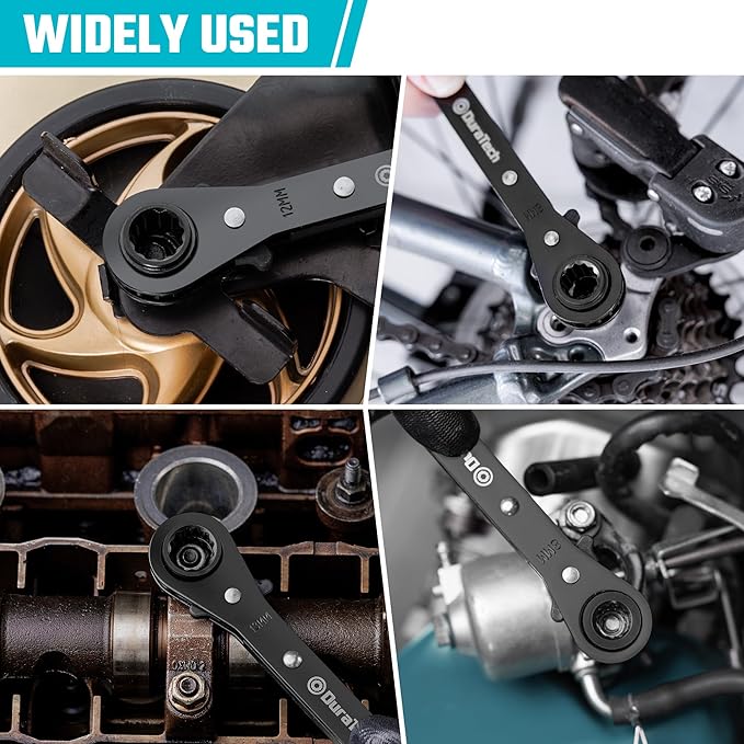 DURATECH 4-in-1 Reversible Ratcheting Wrench Set, Double Box End Wrench Set, 2-Piece, 8mm, 10mm, 12mm, 13mm, 16mm, 17mm, 18mm, 19mm, Metric