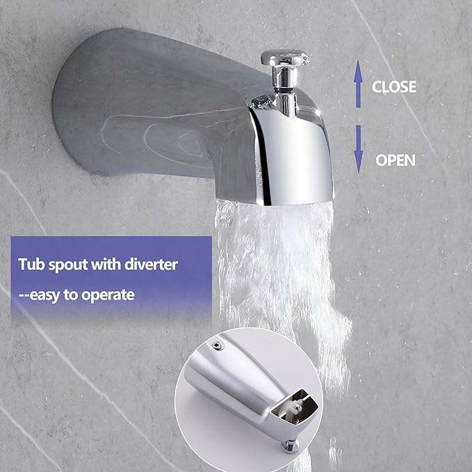 2 Handle Tub Shower Faucet Bathtub Shower Faucet Set, Tub and Shower Trim Kit Chrome Wall Mounted