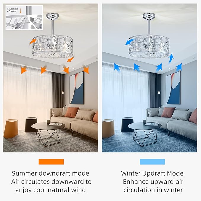 NicBex Ceiling Fan 18 Inch Vintage Style Ceiling Fan with Lights Ceiling Fans with 5 Blades and Remote Control Reversible Caged Ceiling Fan for Bedroom, Living Room, Silver