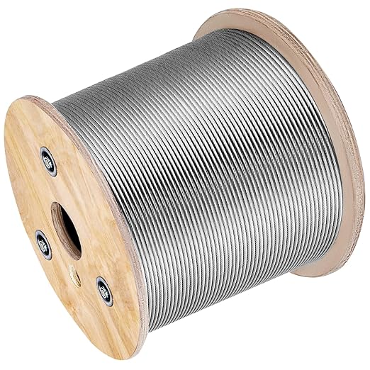 VEVOR 3/16 Stainless Steel Cable 500FT, T304 3700 LBS Breaking Strength Cable Railing System Wire Rope Aircraft Deck Railing Kit Fence Wire