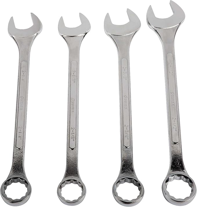 SUNEX TOOLS 9604 Super Jumbo SAE Combination Wrench Set, 4-Piece, Silver